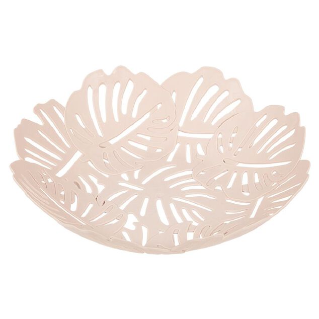 Corbeille &agrave; fruits design feuilles vert rose ou beige