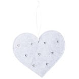 Décoration à suspendre forme coeur feutrine 17xH20cm (3 modèles)