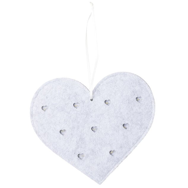 Décoration à suspendre forme coeur feutrine 17xH20cm (3 modèles)