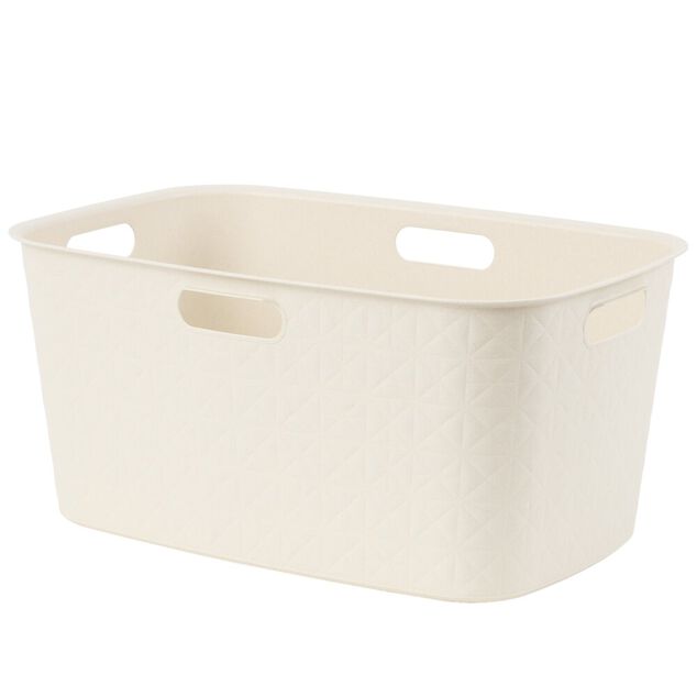 Pani&egrave;re &agrave; linge 45L rectangulaire avec poign&eacute;es L59X38XH27 cm beige