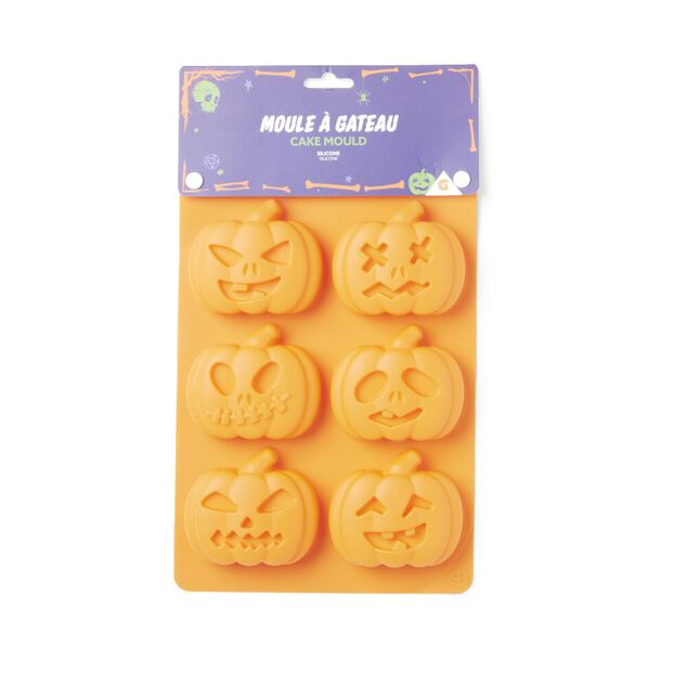 Moule &agrave; g&acirc;teau Halloween silicone orange 27x18xH3cm