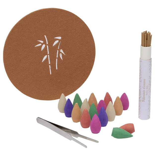 Fontaine &agrave; encens gr&egrave;s bleu &Oslash;10xH20cm