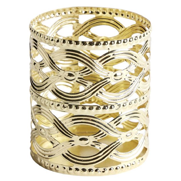 Bougeoir m&eacute;tal ajour&eacute; H.6,5 cm