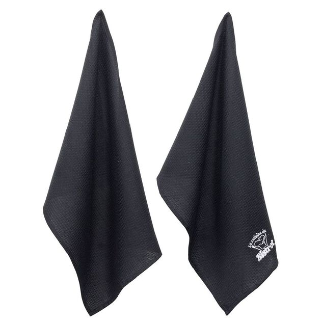 Torchon brod&eacute; La cuisine du Bistrot noir x2 - 100% coton 45x70cm