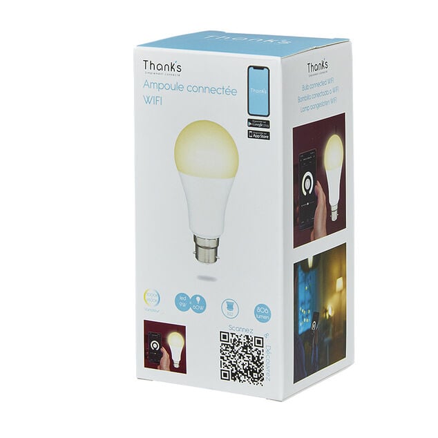 Ampoule LED connectée blanc ajustable B22 60 W