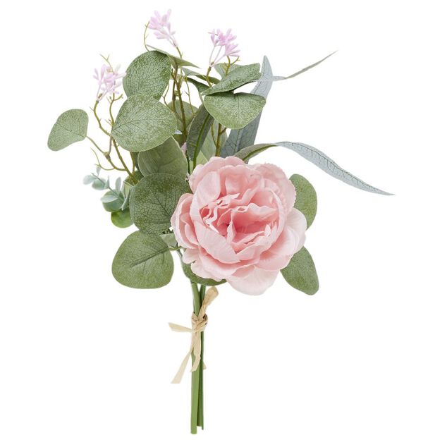Piquet fleur artificielle rose et eucalyptus Ø16xH39cm