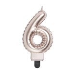 Bougie anniversaire chiffre 6 rose gold