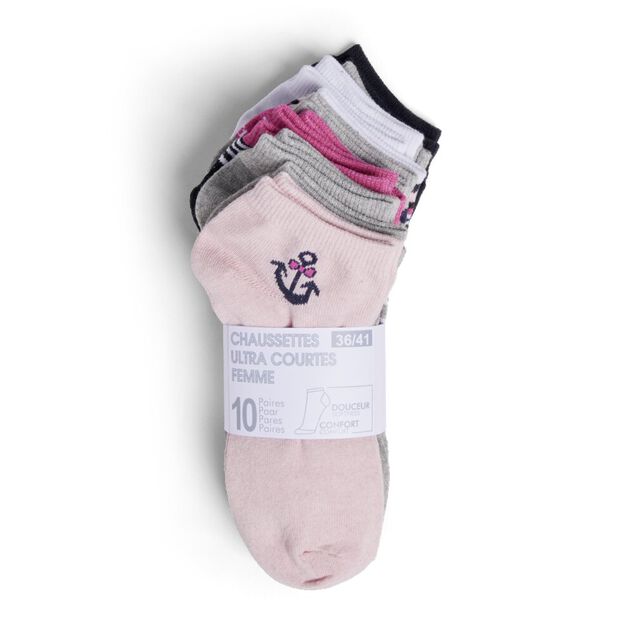 Lot de 10 paires de chaussettes pour femme T36/40 polycoton