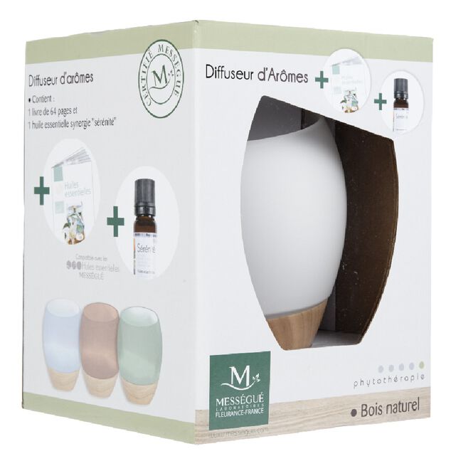 Coffret diffuseur ar&ocirc;mes Mess&eacute;gu&eacute; bois naturel