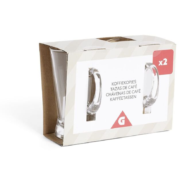 Lot de 2 tasses &agrave; caf&eacute; 170ml verre transparent