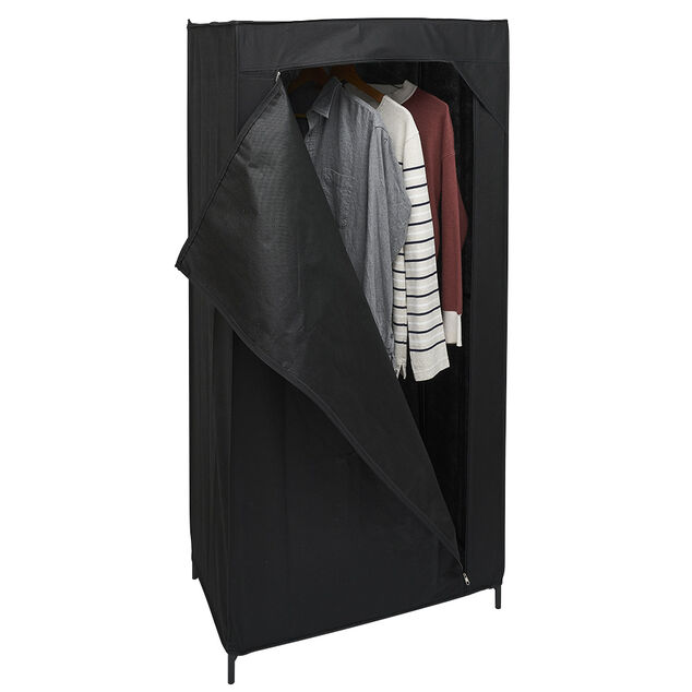 Armoire penderie en tissu noir 70x46xH146cm