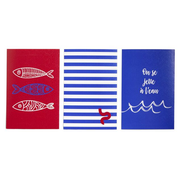 Lot de 3 affiches papier rouge et bleu 10x15cm