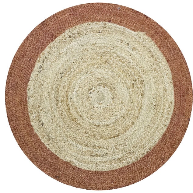 Tapis rond jute bordure  terracotta &Oslash;90cm