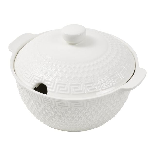 Service &agrave; soupe 9 pi&egrave;ces bols louche soupi&egrave;re porcelaine blanche