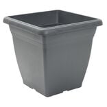 Pot de fleur carr&eacute; 17L plastique gris anthracite 32x32xH30cm