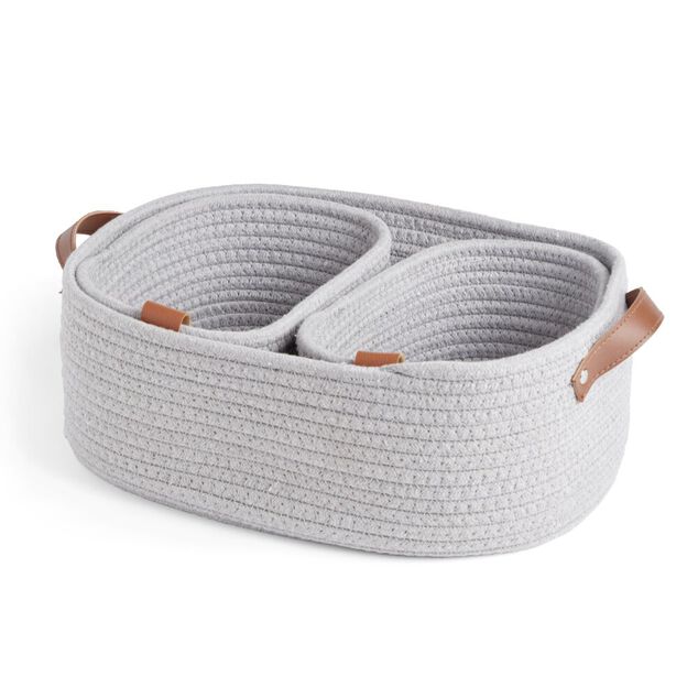 Panière de rangement coton tressé gris 38x25xH13cm - petit modèle