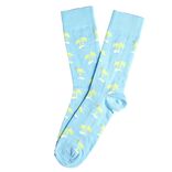 Chaussette homme polycoton tige longue bleu motif palmier T41/46