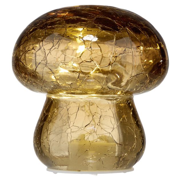 Champignon d&eacute;coratif automne verre &agrave; LED &Oslash;8xH8,5cm (4 mod&egrave;les)