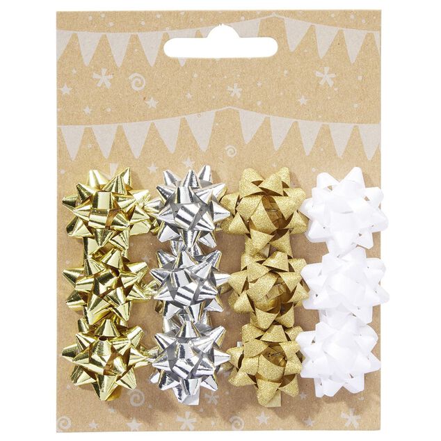 Noeud m&eacute;tallis&eacute; petit format pour emballage cadeau x12