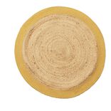 Tapis rond jute naturel contour jaune &Oslash;90cm