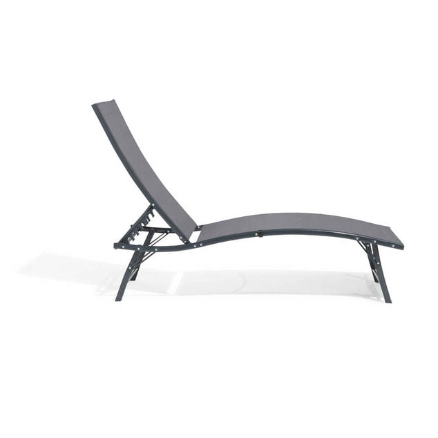 Bain de soleil Bahia pliant 5 positions gris 182x55xH34-92cm