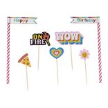 Décoration gâteau anniversaire pique thème candy x7