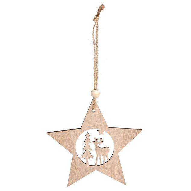 D&eacute;coration de No&euml;l &agrave; suspendre en bois 12xH12cm - 3 mod&egrave;les