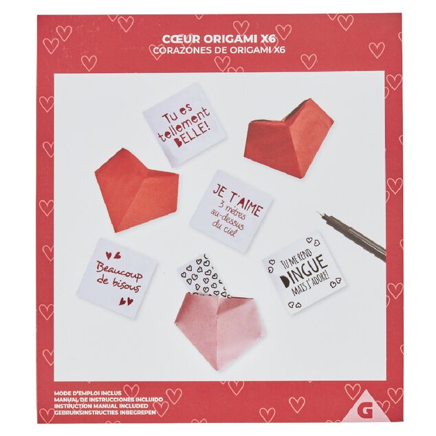 Kit origami 6 coeurs avec messages personnalis&eacute;s