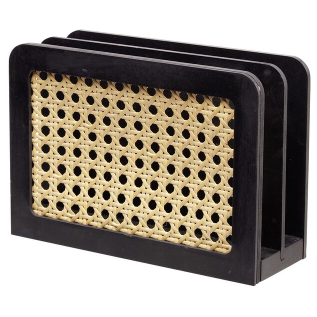 Range courrier cannage rotin naturel noir