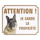 Plaque signal&eacute;tique "Attention chien, je garde la propri&eacute;t&eacute;" - 24x20cm