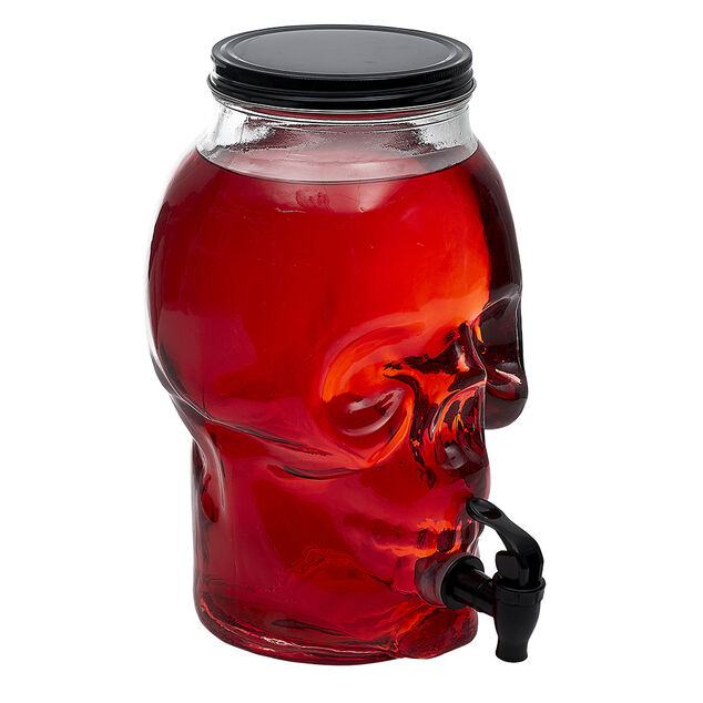 Distributeur de boisson t&ecirc;te de mort en verre 5L