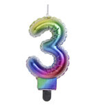 Bougie anniversaire chiffre 3 iridescent