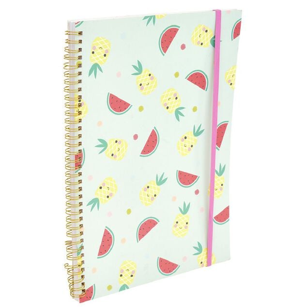 Cahier &agrave; spirale avec &eacute;lastique lat&eacute;ral format A4 184 pages