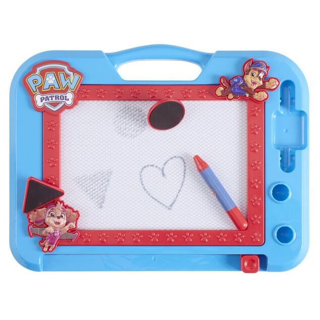 Ardoise magn&eacute;tique Pat Patrouille 1 stylet et 2 tampons plastique bleu 24x26cm