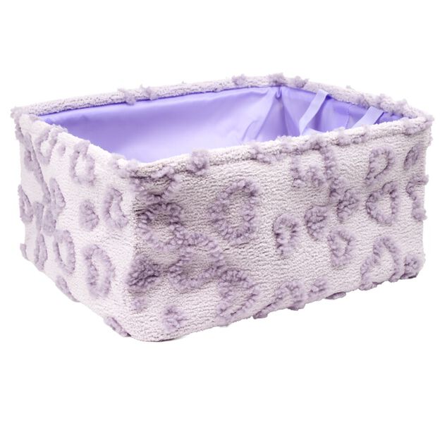 Pani&egrave;re de rangement rectangulaire souple motif relief coeur 40x32xH20cm (2 mod&egrave;les)