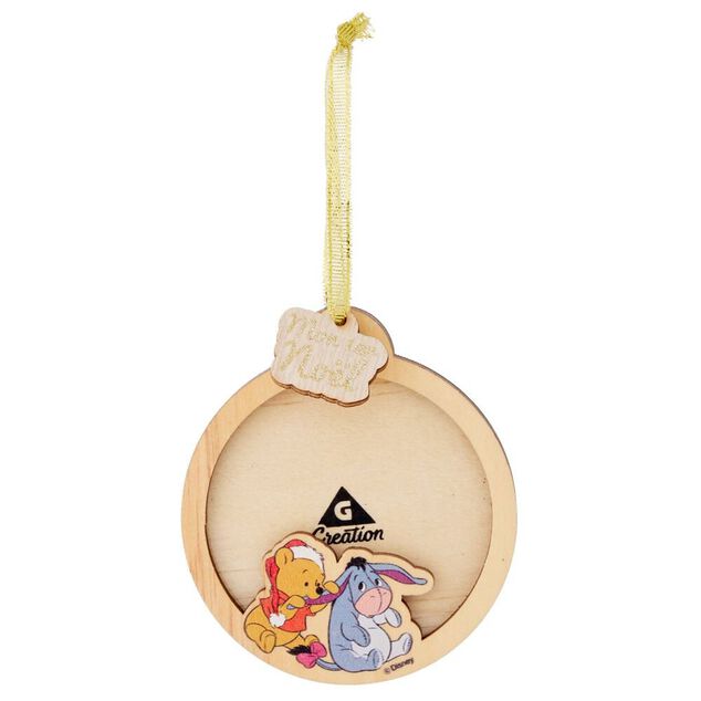 Cadre &agrave; suspendre Mon 1er No&euml;l Disney Winnie bois &Oslash;9cm