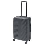 Valise trolley 48L rigide 4 roues plastique noir 42x25xH62,3cm