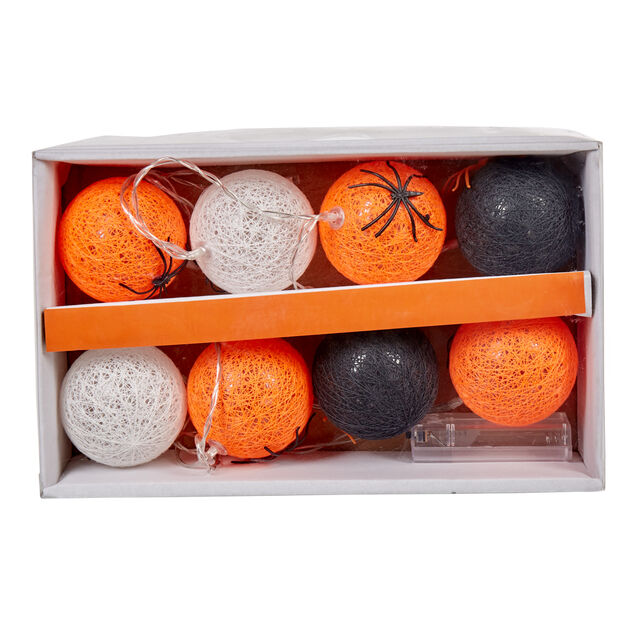 Guirlande boules lumineuses orange noir et blanc