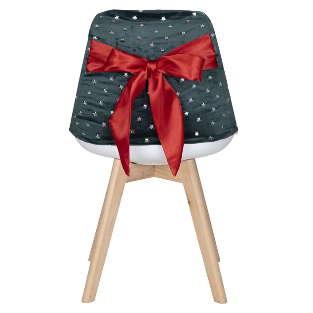 Housse de chaise No&euml;l &agrave; pois avec noeud amovible L40X50XH40 cm polyester (2 mod&egrave;les rouge ou vert)