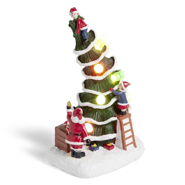 D&eacute;coration lumineuse sapin 6LED &agrave; piles H17cm