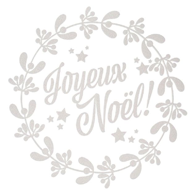 Sticker pour fenêtre couronne de Noël blanc