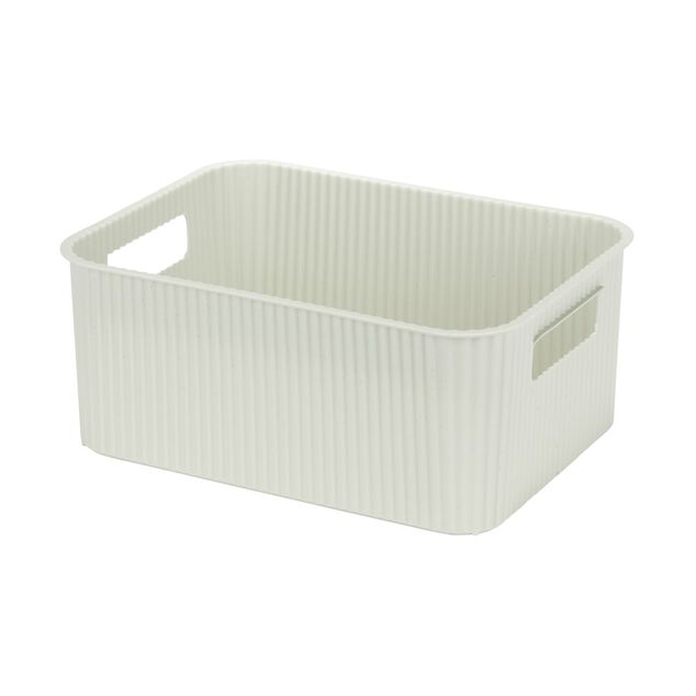 Pani&egrave;re de rangement 10L rectangulaire plastique blanc 35x26,5xH12,5cm
