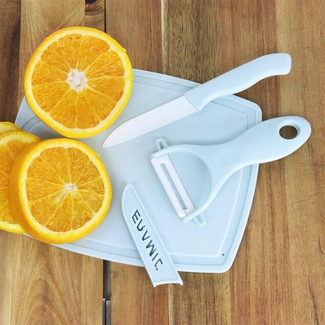 &Eacute;plucheur et couteau avec protection inscription ajour&eacute;e Ceramic