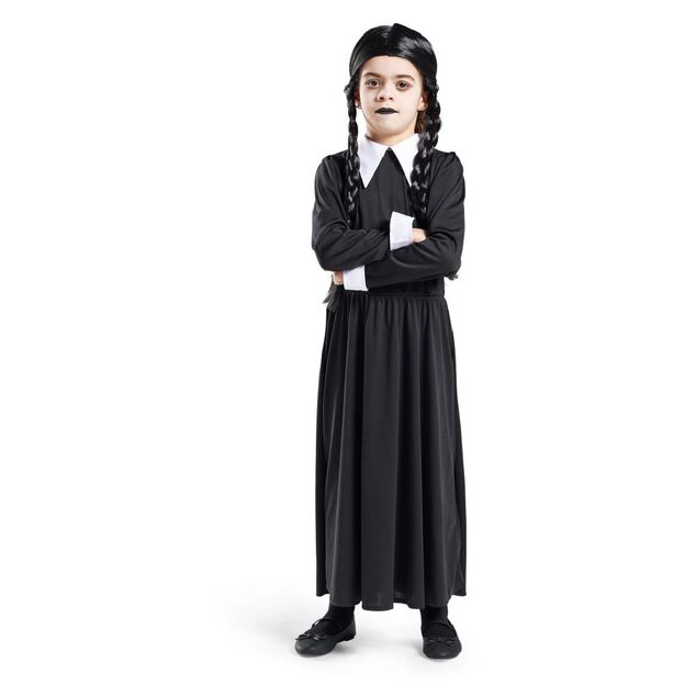 D&eacute;guisement enfant Mercredi Addams robe et col 7/10 ans