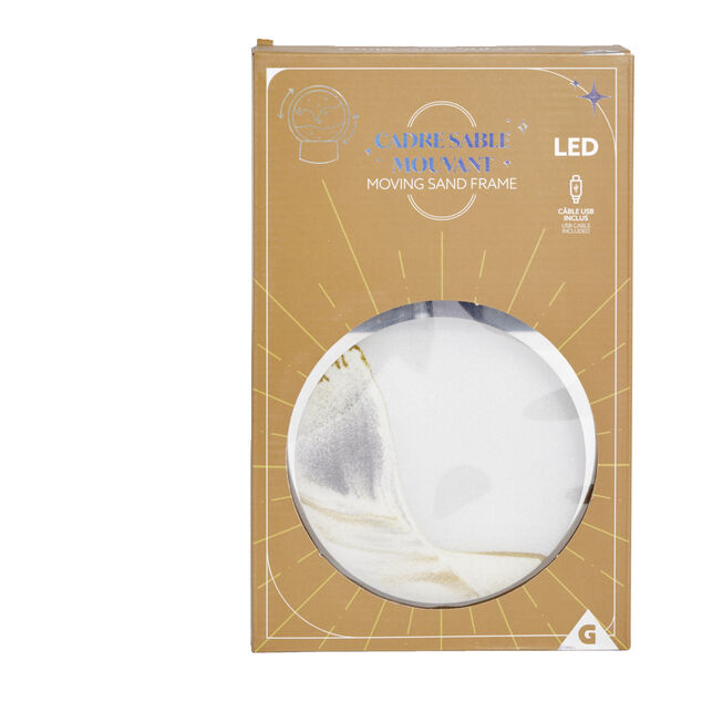 Cadre sable mouvant &agrave; poser LED lumineux USB H19cm - 4 mod&egrave;les