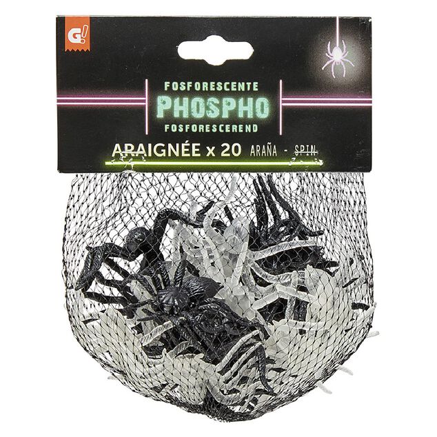 Araign&eacute;e phosphorescente d&eacute;coration Halloween x20