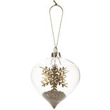 Boule de No&euml;l en verre forme goutte d&eacute;co flocon et paillette dor&eacute;