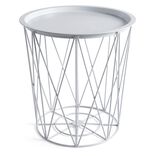 Bout de canap&eacute; Ga&euml;lle rond m&eacute;tal blanc &Oslash;37,5xH40cm