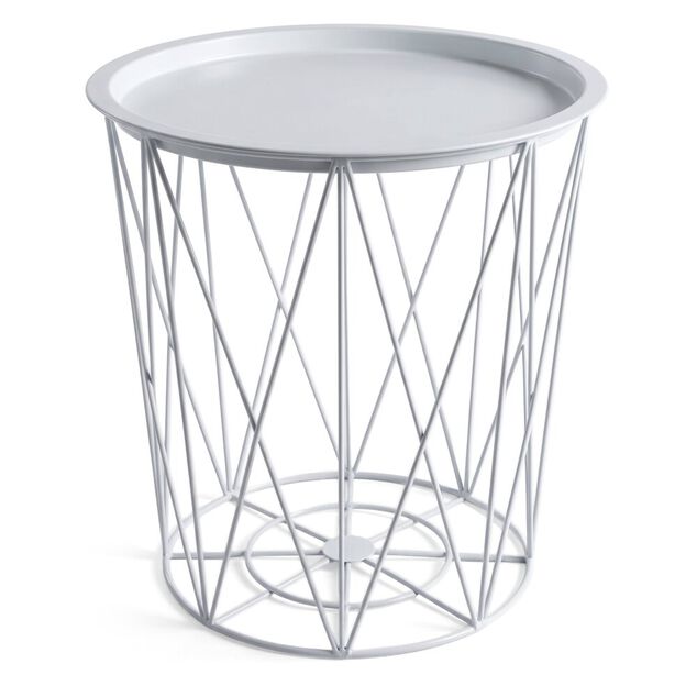 Bout de canap&eacute; Ga&euml;lle rond m&eacute;tal blanc &Oslash;37,5xH40cm