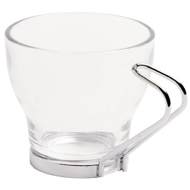 Tasse &agrave; caf&eacute; en verre anse m&eacute;tal x6